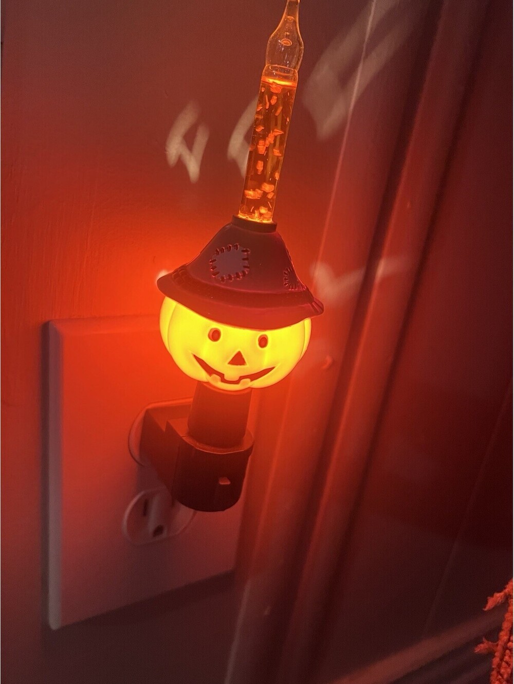 Vintage 2001 Roman Scarecrow Bubble Night Light Halloween NOS Working #165628
